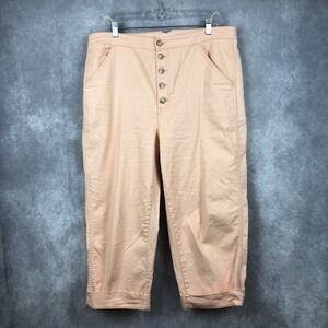 Madewell Greenwich Relaxed Pants Womens 32 Pink Cuffed‎ Buttonfly Cotton Stretch